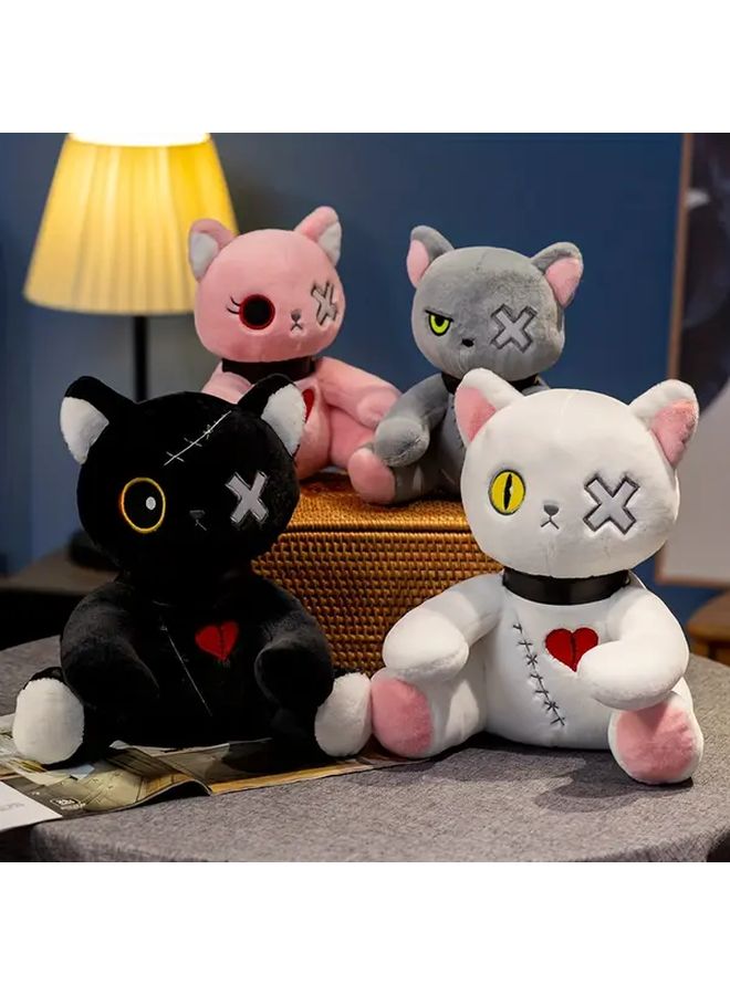 Pink Creepy Gothic Cat Plush Spooky  Stuffed Animal Doll Gift - Image 2